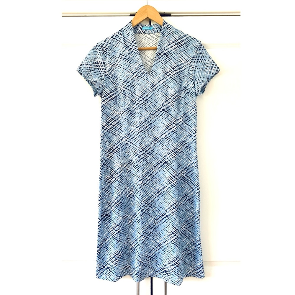 J. Mclaughlin Shift Dress Geometric Print Sheath Catalina Cloth Jersey Size M